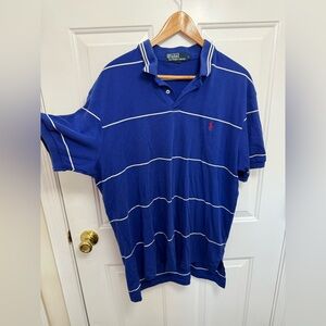 Men’s Polo Ralph Lauren Blue Striped Short Sleeve  Polo Size Large